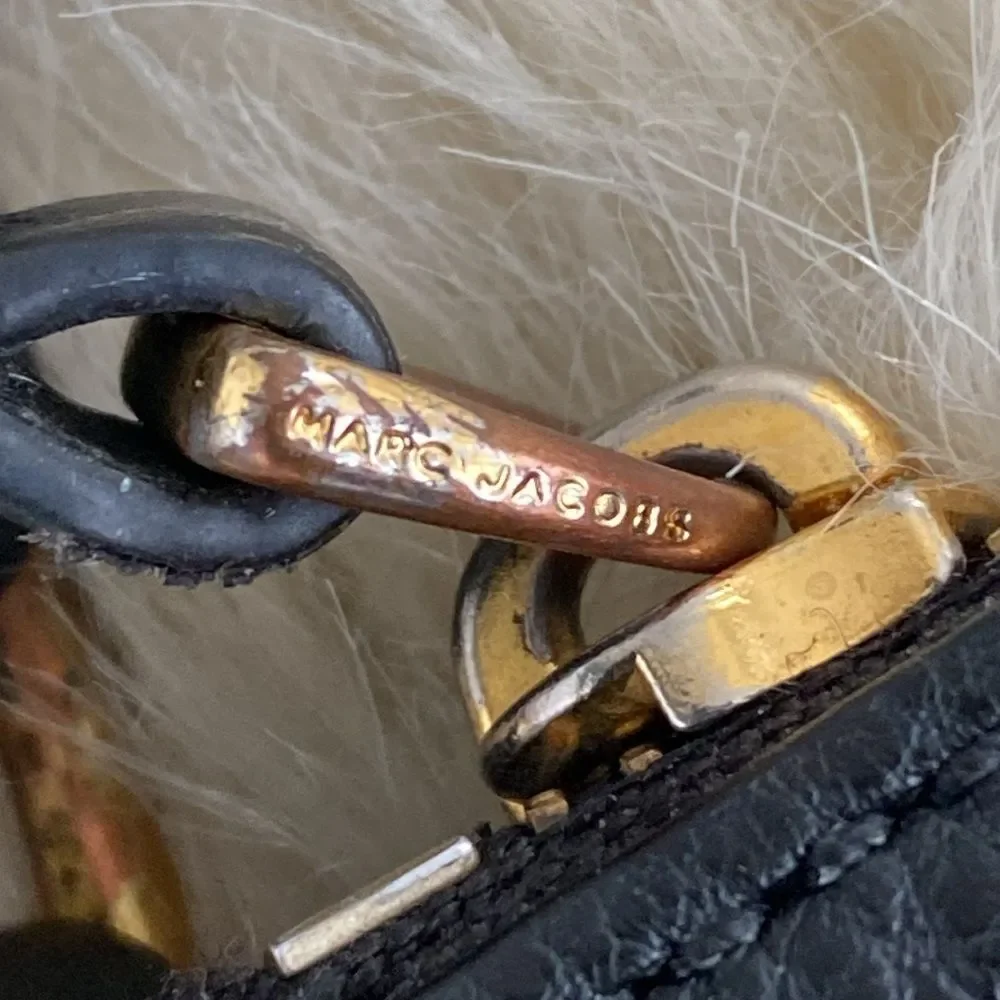Marc Jacobs Black Leather Crossbody Bag Gold Logo Urban Minimalist Designer
